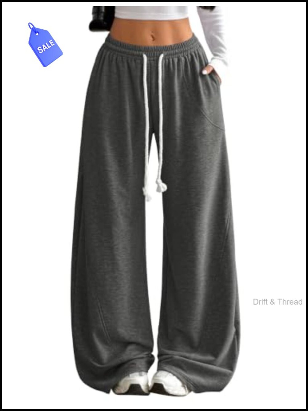 Wide Leg Sweatpants Womens Vintage Lounge Pants with Pockets